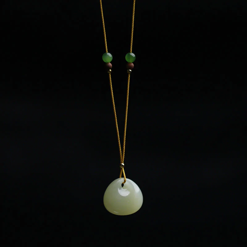 Mocoer Natural Hetian Jade Small Bag Pattern Prosperity String Necklace Pendant - Mocoer