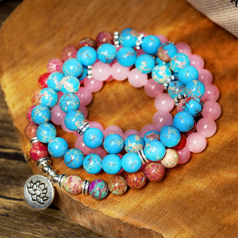 Mocoer Tibetan Purple Miano Real Bead Harmony Lotus Mala - Mocoer