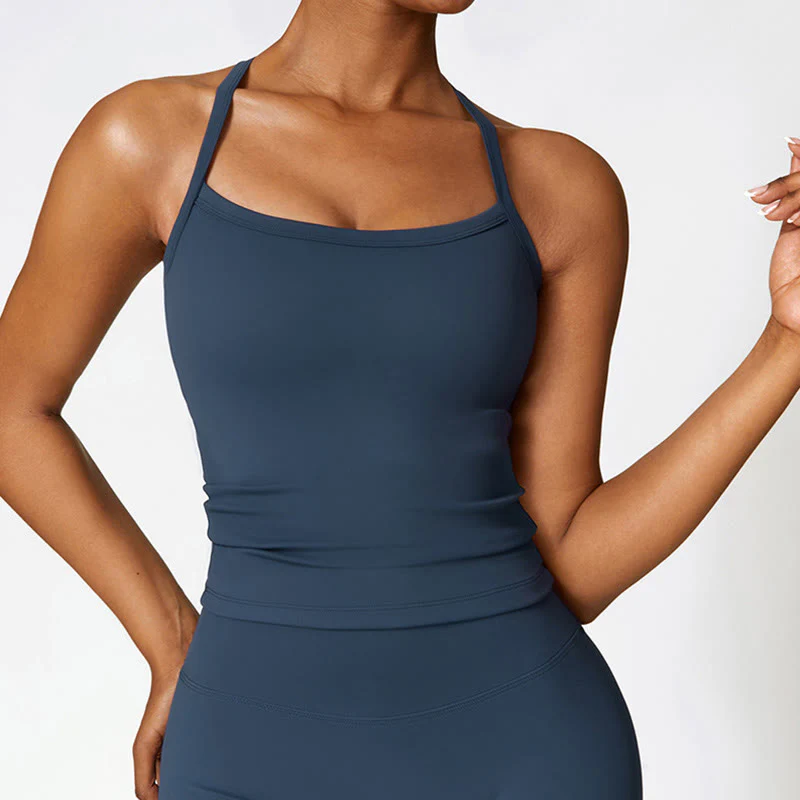 Mocoer Solid Color Crop Tank Top High Waist Shorts Sports Fitness Gym Yoga Outfits - Mocoer