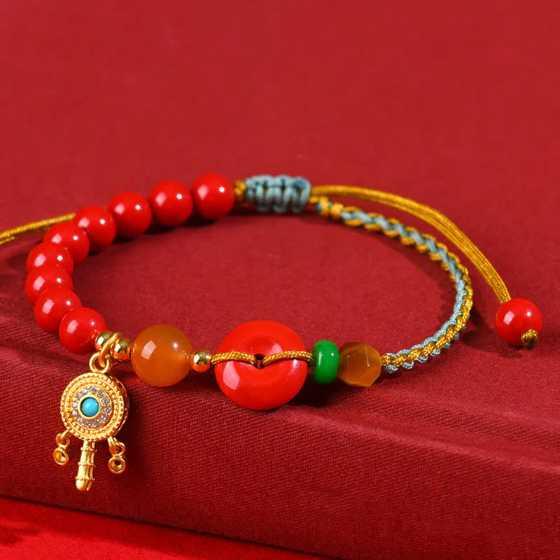 Mocoer Cinnabar String Peace Buckle Blessing Bracelet - Mocoer