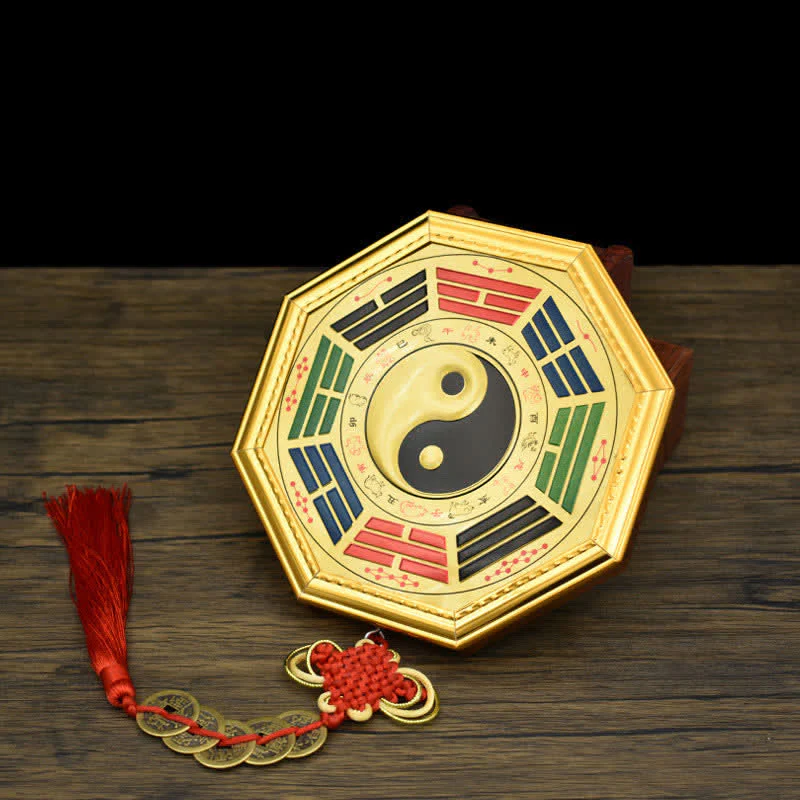 Mocoer Feng Shui Bagua Map Five Emperor Coins Gourd Balance Energy Map - Mocoer