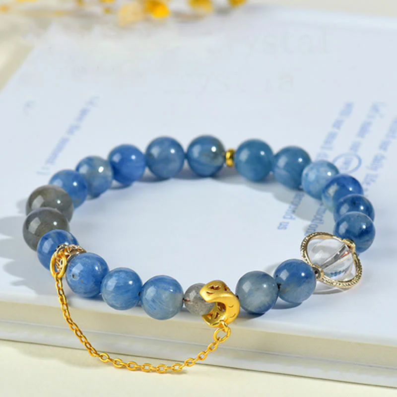 Mocoer Natural Kyanite Labradorite White Crystal Crescent Moon Communication Bracelet - Mocoer