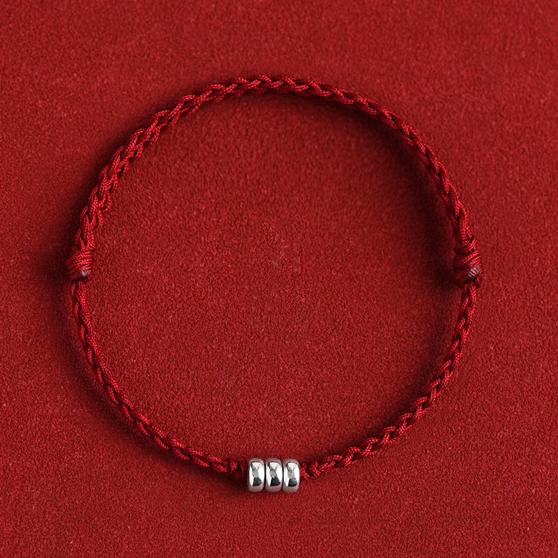 Mocoer 925 Sterling Silver Beads Protection Luck Braided Bracelet Anklet - Mocoer