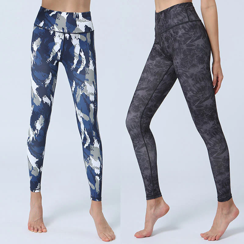 Mocoer Flowers Leaves Print Sports Fitness Yoga High Waist Leggings Women's Yoga Pants - Mocoer