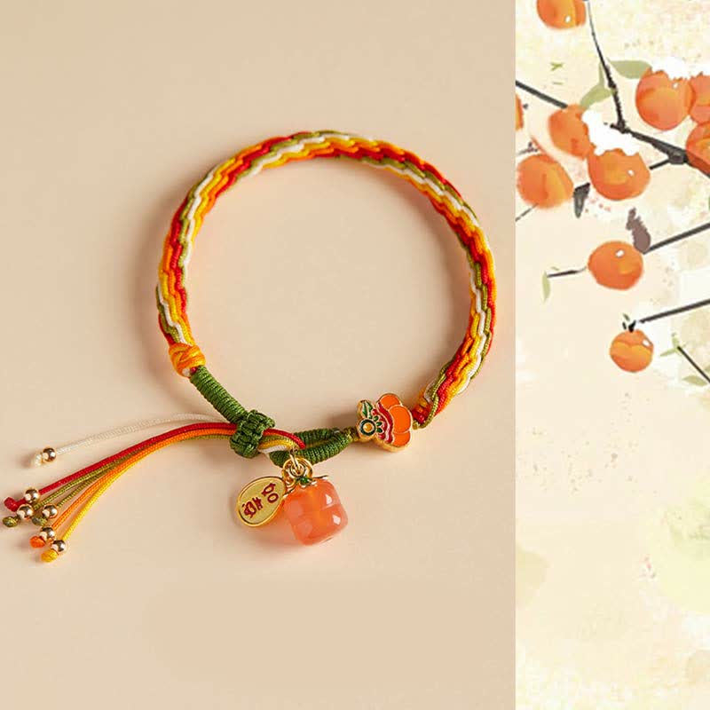 Mocoer Persimmon Red Agate Strength Reincarnation Knot Braid String Bracelet - Mocoer