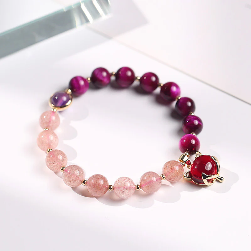 Mocoer Natural Strawberry Quartz Pixiu Love Bracelet - Mocoer