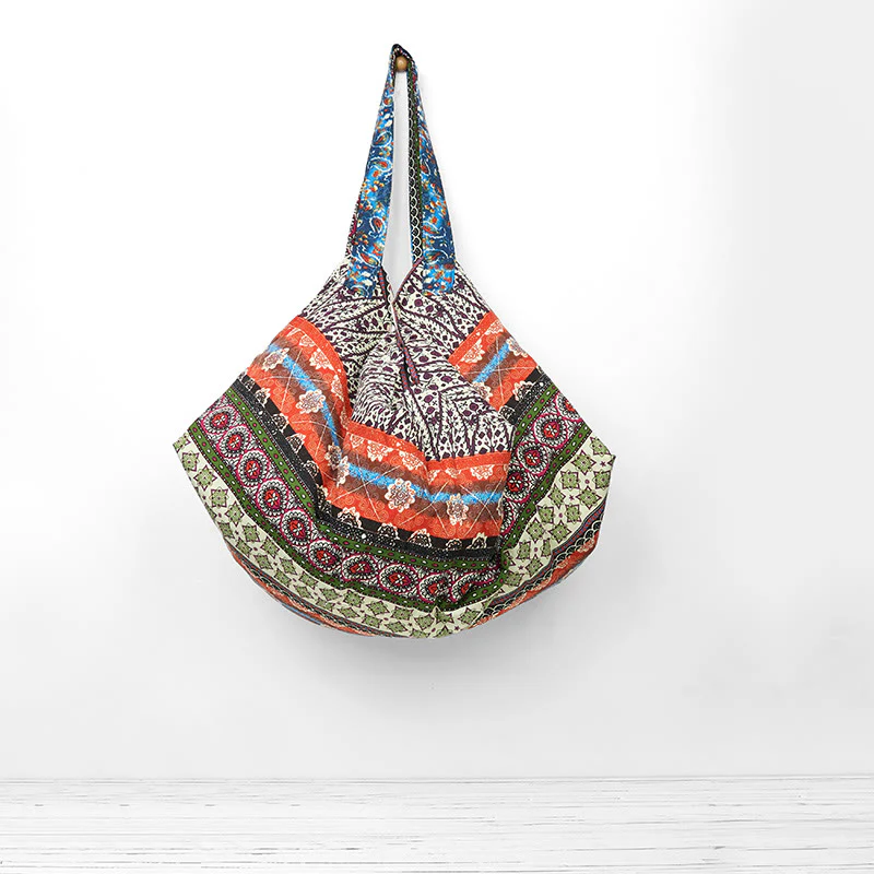 Mocoer Colored Stripes Pattern Cotton Shoulder Bag - Mocoer