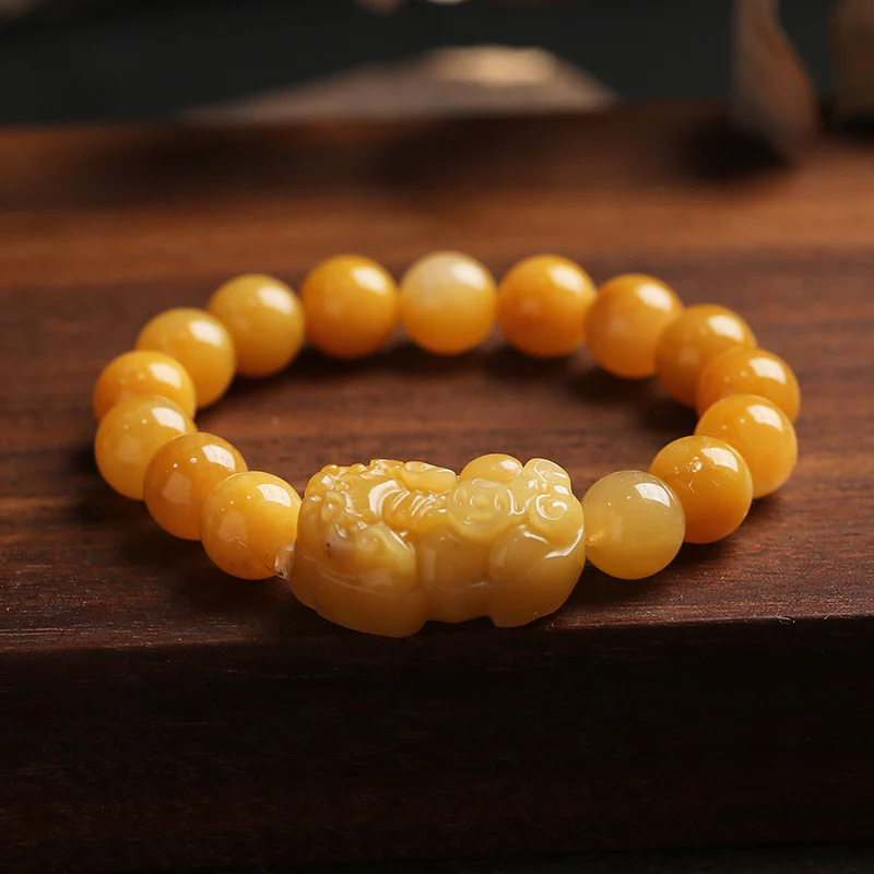 Mocoer Golden Silk Jade Pixiu Wealth Bracelet - Mocoer