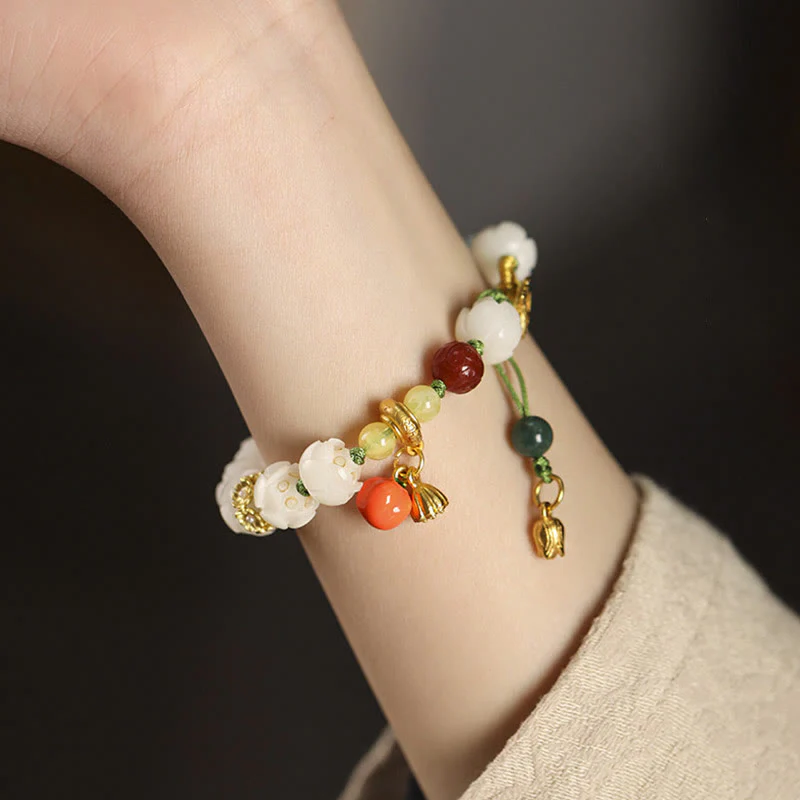 Mocoer Natural Bodhi Seed Lotus Pumpkin Bead Peace Harmony Bracelet - Mocoer