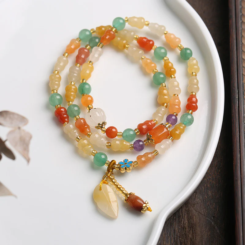 Mocoer Golden Silk Jade Gourd Wealth Bracelet - Mocoer