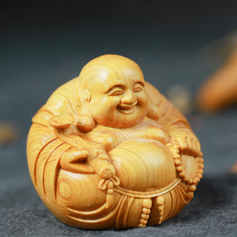 Mocoer Laughing Buddha Boxwood Compassion Home Car Decoration - Mocoer