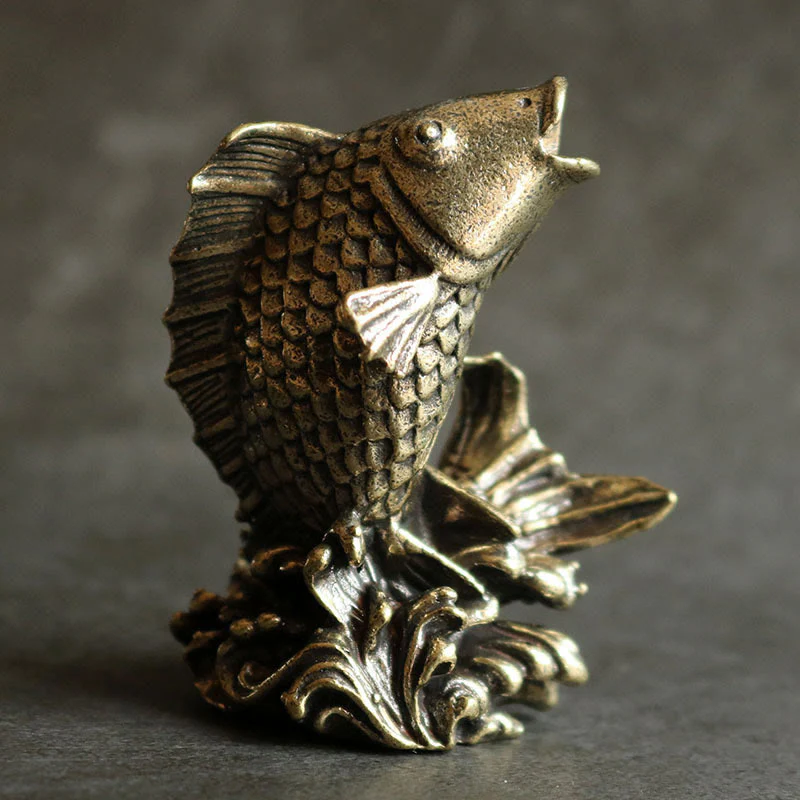 Mocoer Handmade Small Koi Fish Copper Wealth Home Decoration - Mocoer