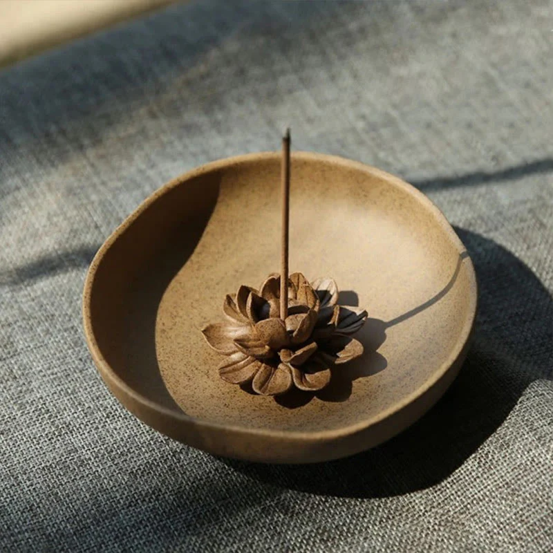Mocoer Lotus Pedestal Healing Ceramic Incense Burner Decoration - Mocoer