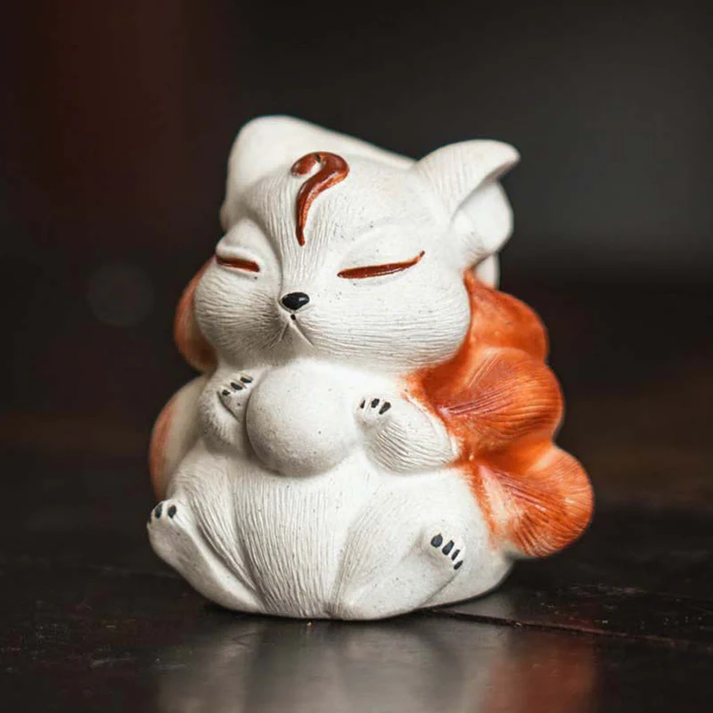Mocoer Mini Nine Tailed Fox Purple Clay Luck Desk Decoration - Mocoer