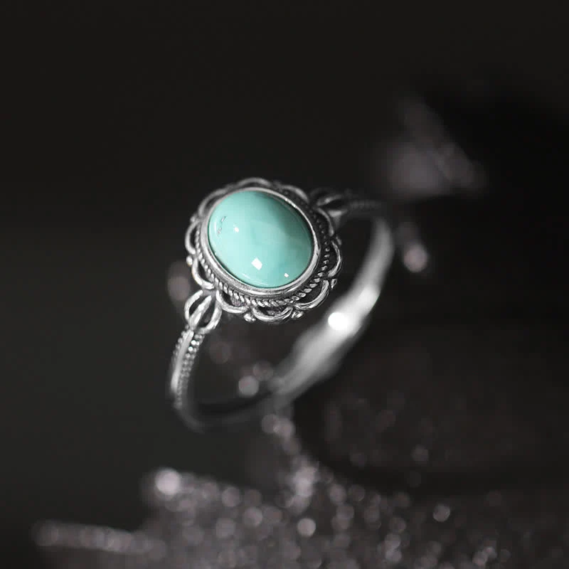 Mocoer 925 Sterling Silver Tibetan Turquoise Red Agate Protection Ring - Mocoer