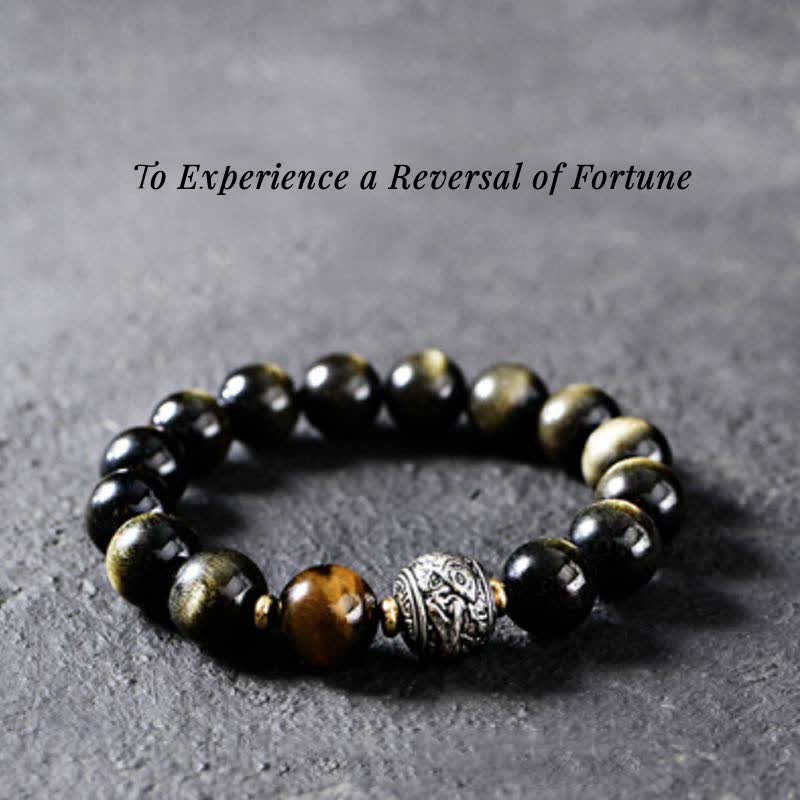 Mocoer To Experience a Reversal of Fortune Rainbow Obsidian Gold Sheen Obsidian Protection Bracelet - Mocoer