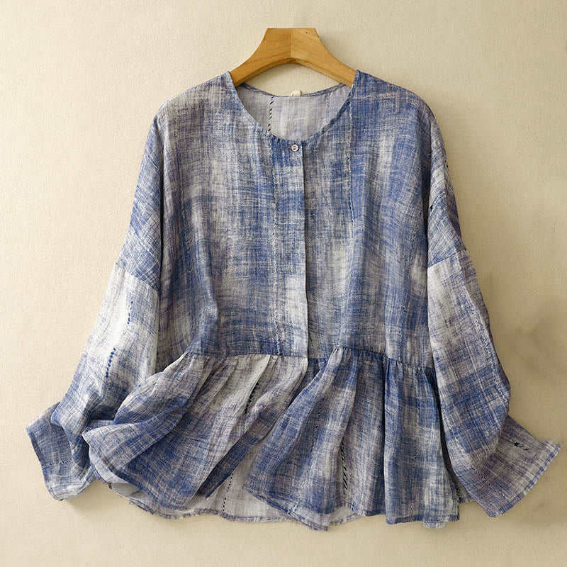 Mocoer Tie-Dye Button Long Sleeve Cotton Shirt - Mocoer