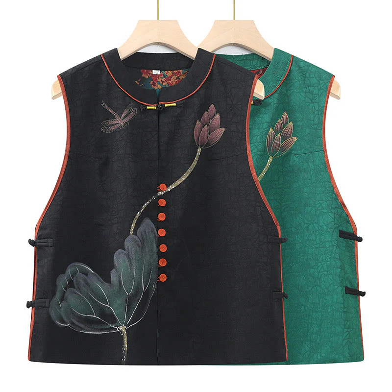 Mocoer Vintage Embroidery Jacquard Weave Flower Pattern Vest - Mocoer