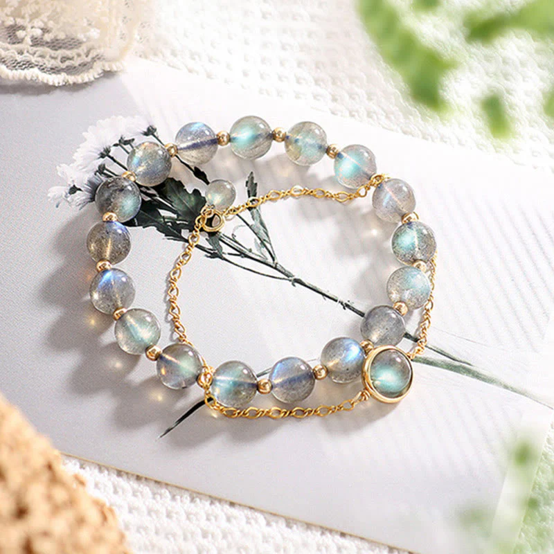 Mocoer 14k Gold Plated Natural Moonstone Healing Love Bracelet - Mocoer