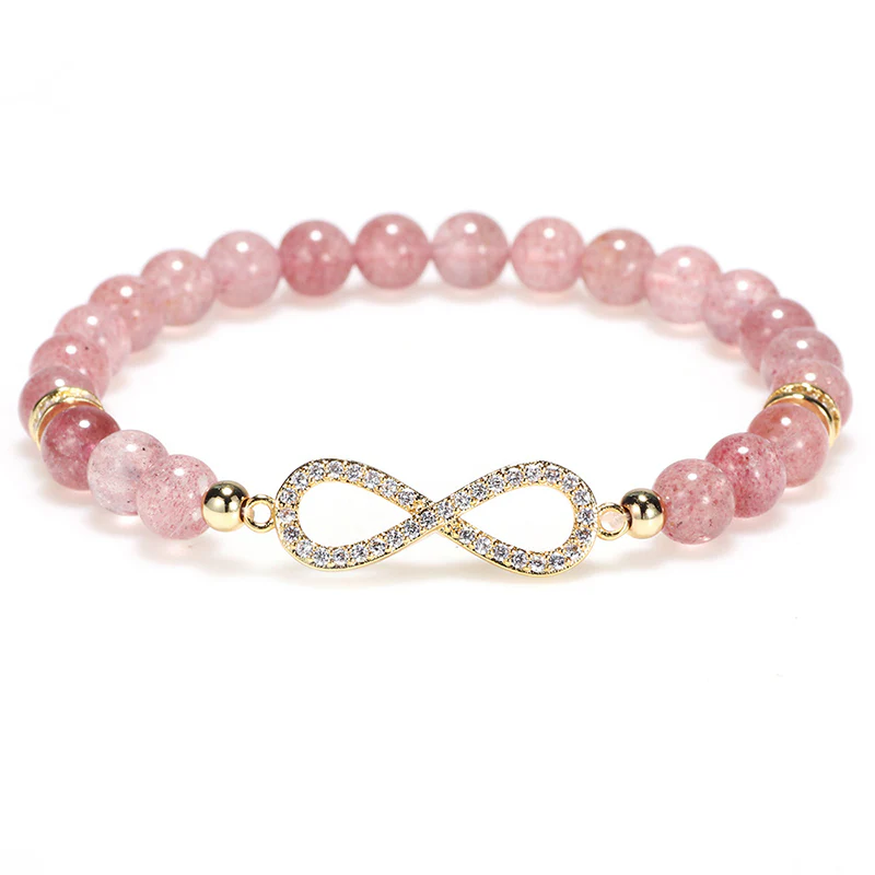 Mocoer Natural Strawberry Quartz Positivity Healing Bracelet - Mocoer