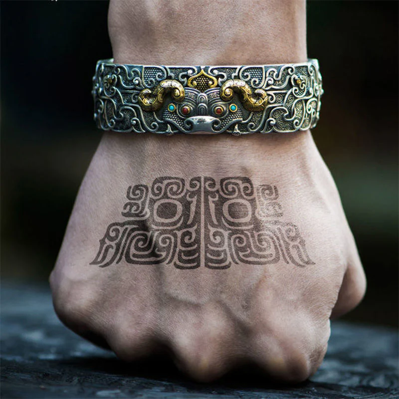 Mocoer FengShui Engraving PiXiu Blessing Bracelet Bangle - Mocoer