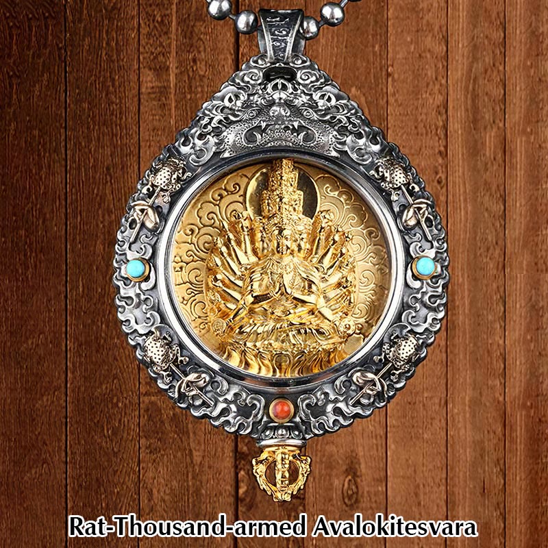 Mocoer Chinese Zodiac Natal Buddha Thangka Nine Palaces Eight Diagrams Wealth Rotatable Necklace Pendant - Mocoer