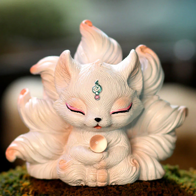 Mocoer Mini Nine Tailed Fox Luck Resin Home Desk Decoration - Mocoer