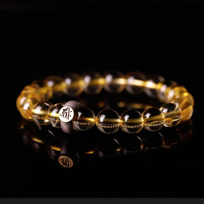 Mocoer 925 Sterling Silver Chinese Zodiac Natal Buddha Citrine Protection Bracelet - Mocoer