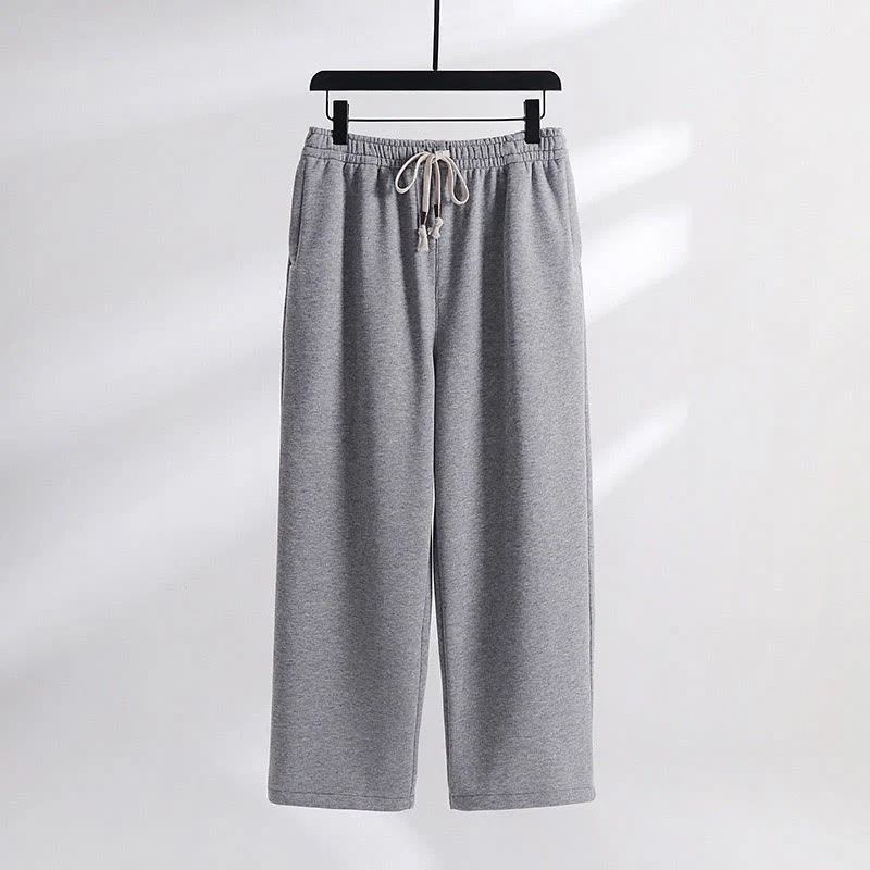 Mocoer Solid Color Cotton Fleece Drape Men's Pants With Pockets - Mocoer