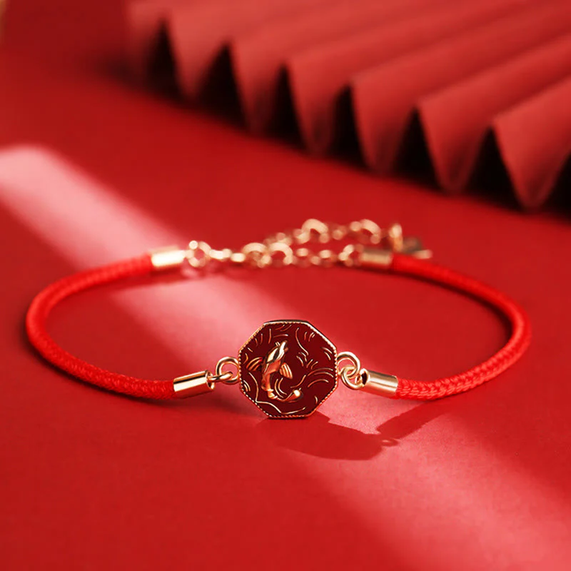 Mocoer 925 Sterling Silver Luck Koi Fish Color Change Wealth Handcrafted Braided Bracelet - Mocoer