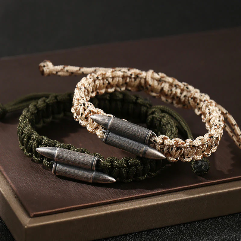 Mocoer 925 Sterling Silver Bullet Design Braided Rope Bracelet - Mocoer