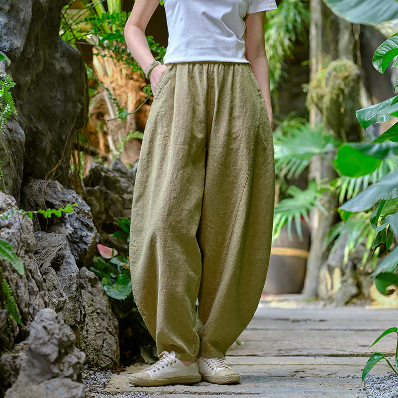 Mocoer Solid Color Loose Yoga Harem Pants With Pockets - Mocoer