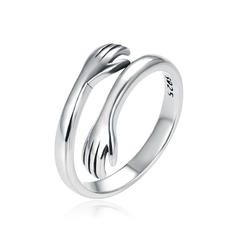 Mocoer 925 Sterling Silver Love Hug Thumb Ring - Mocoer