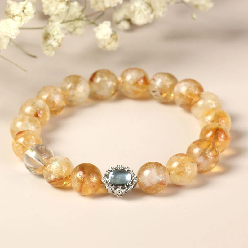 Mocoer Natural Citrine Rutilated Quartz Prosperity Bracelet - Mocoer