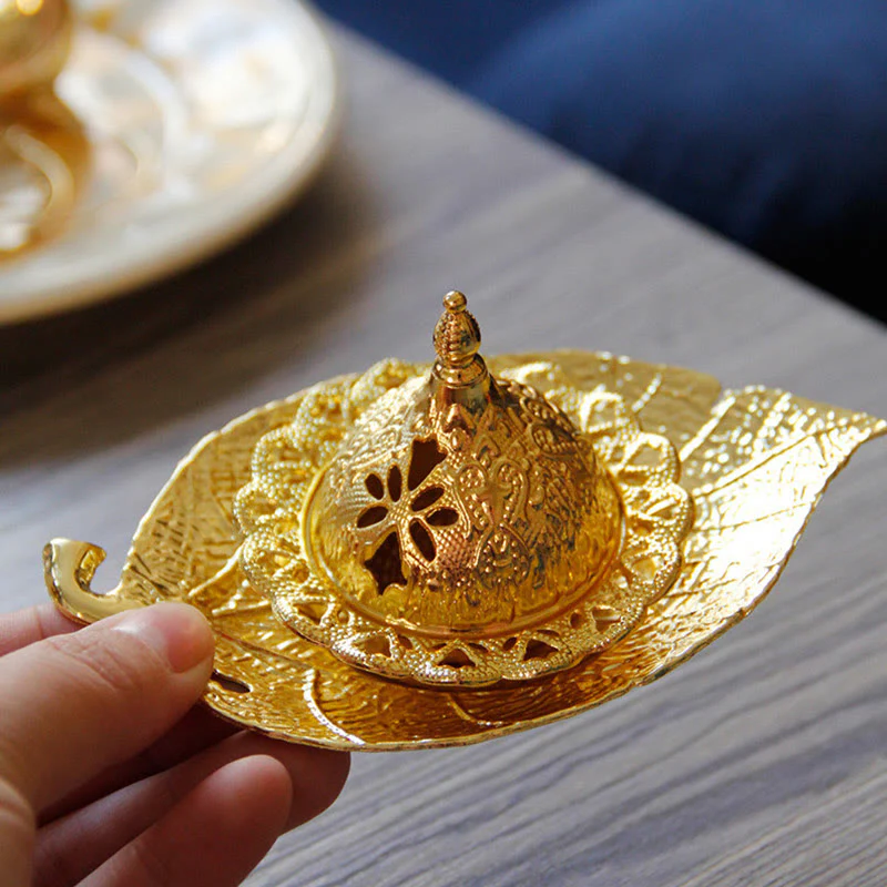 Mocoer Tibetan Gold Mini Leaf Coaster Meditation Incense Burner - Mocoer