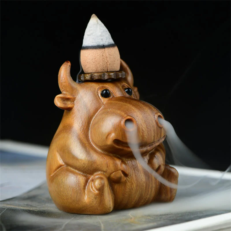 Mocoer Green Sandalwood Cute Calf Pattern Meditation Backflow Incense Burner Decoration - Mocoer