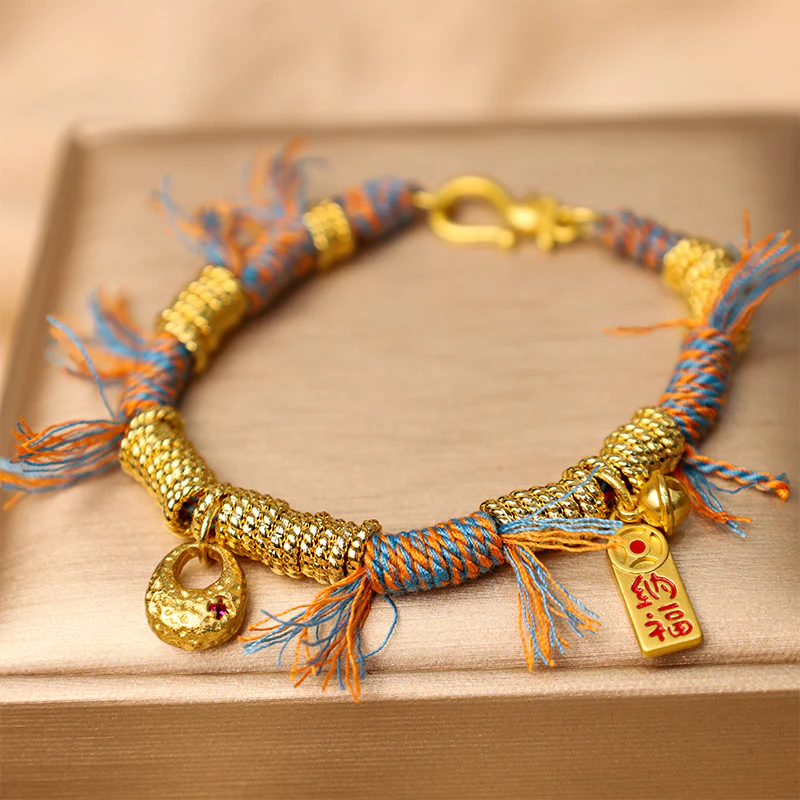 Mocoer Handmade Tibetan Lucky Fortune Multicolored Rope Braid Bracelet - Mocoer