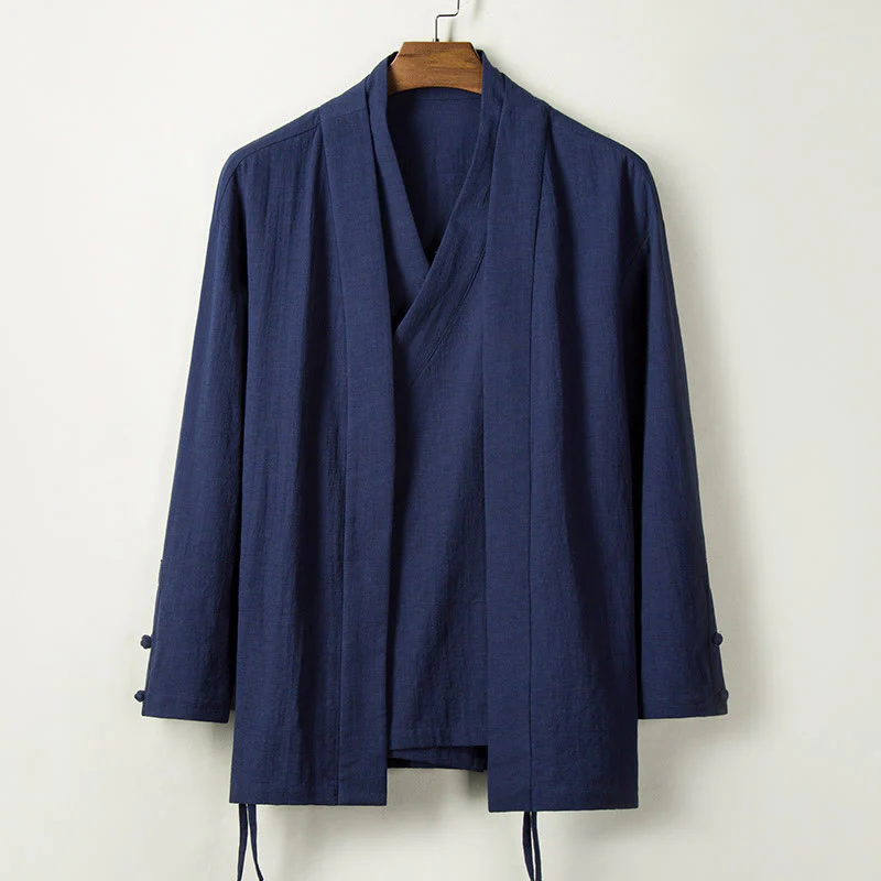 Mocoer Fall Chinese Hanfu Cotton Linen Men Jacket Clothing - Mocoer