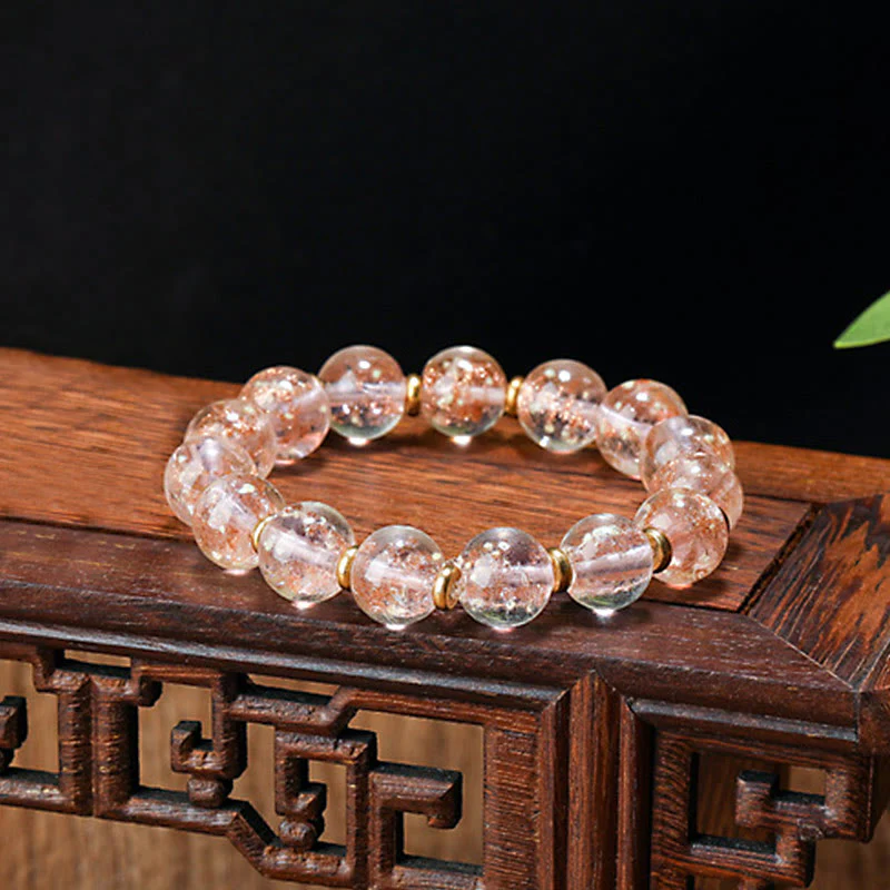 Mocoer Gold Swallowing Beast Family Charm Luminous Fluorescent Liuli Glass Bead Success Bracelet - Mocoer