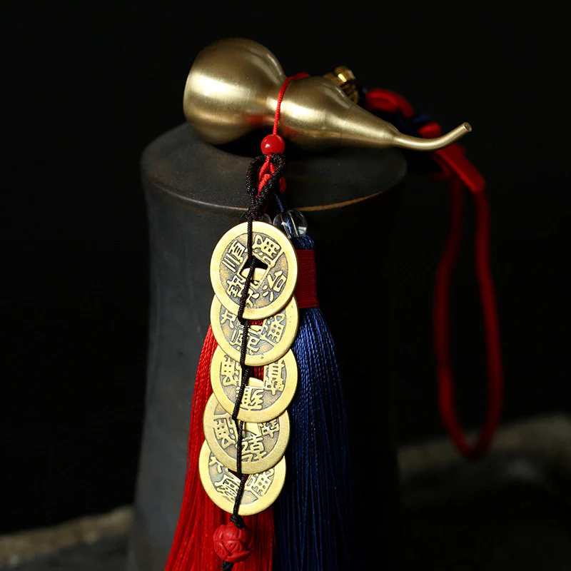 Mocoer Feng Shui Wu Lou Gourd Ancient Chinese Coins Wealth Car Hanging Decoration - Mocoer