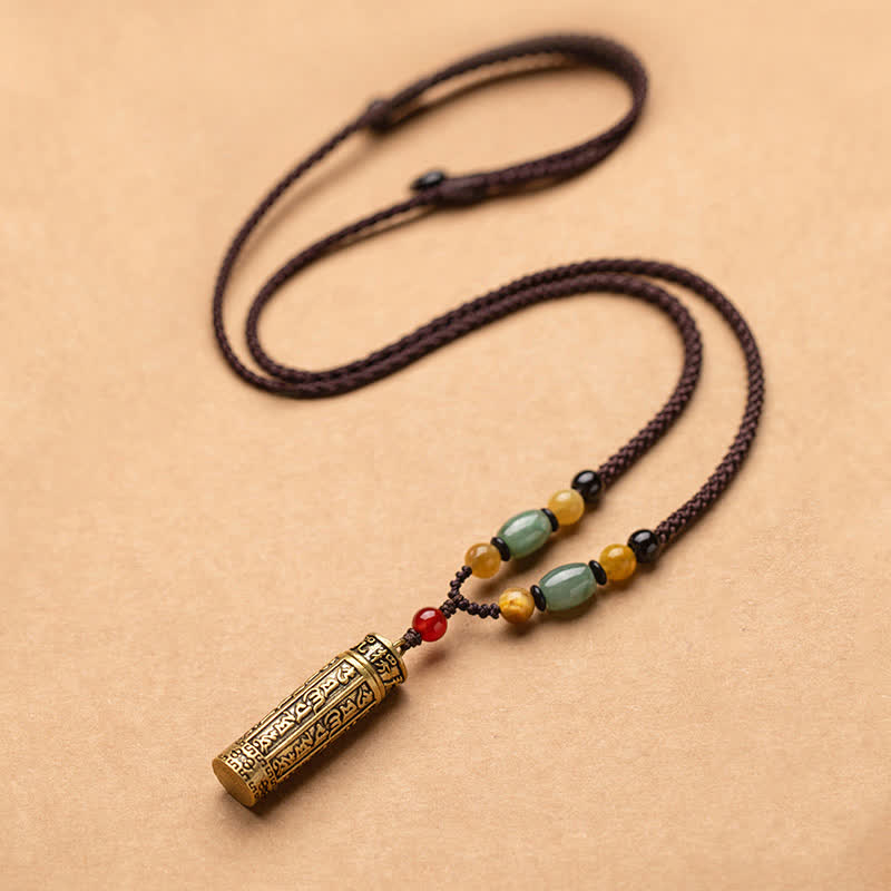 Mocoer Buddhastoneshop Tibet Om Mani Padme Hum Agate Shurangama Sutra Protection Necklace Pendant - Mocoer