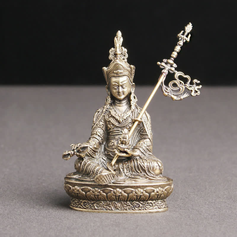Mocoer Padmasambhava Buddha Figure Serenity Copper Statue Decoration Temple Ornament - Mocoer