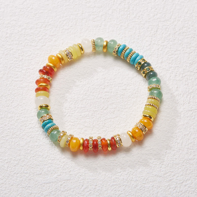 Mocoer Natural Red Agate Jade Rainbow Confidence Bracelet - Mocoer