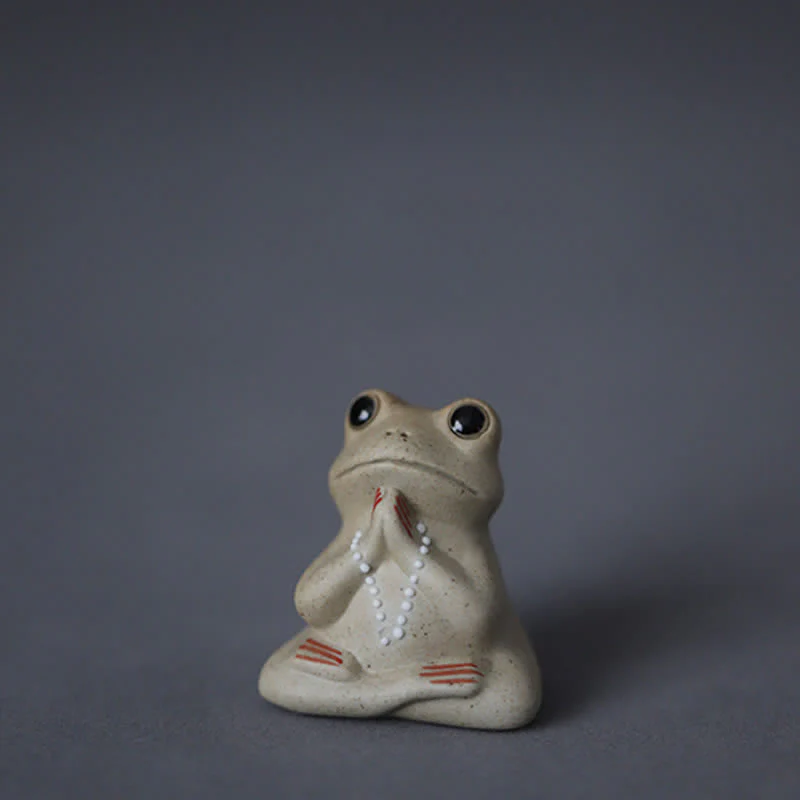 Mocoer Meditating Ceramic Small Frog Statue Decoration - Mocoer