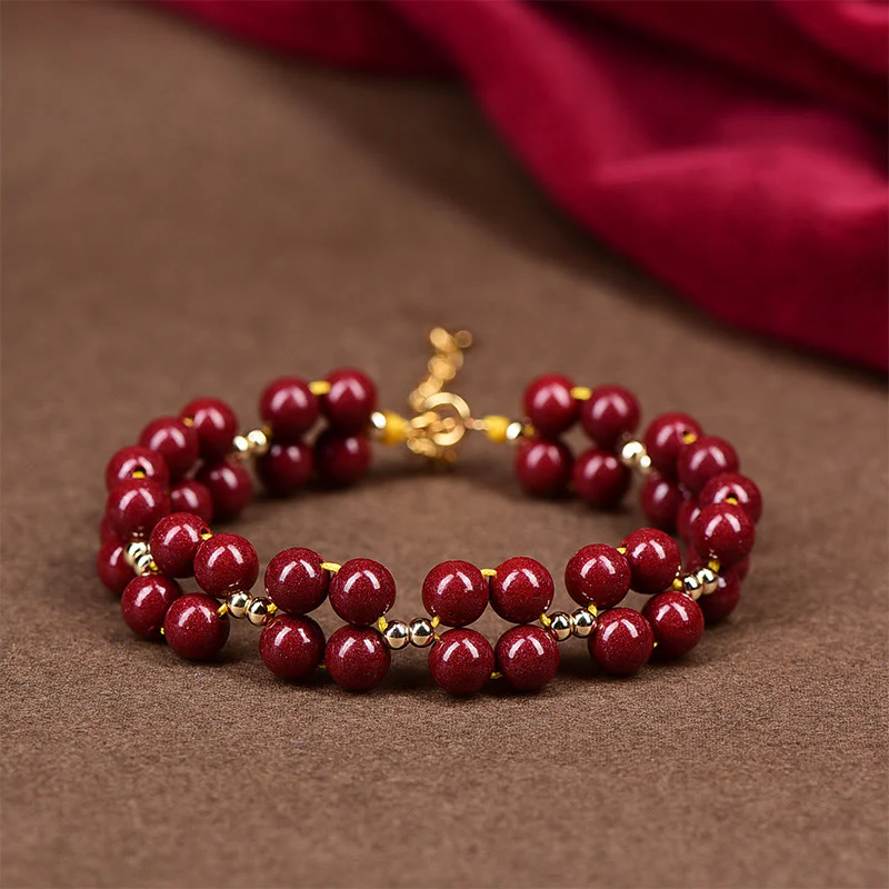Mocoer Natural Cinnabar Beaded Blessing Bracelet - Mocoer