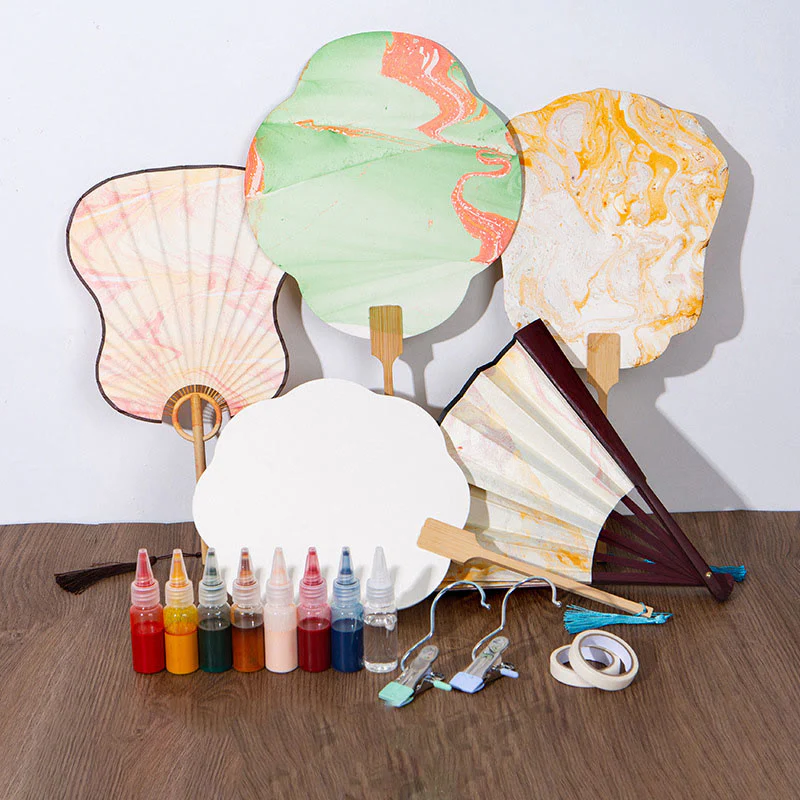 Mocoer DIY Chinese Lacquer Fan Blank Painting Handheld Fan - Mocoer
