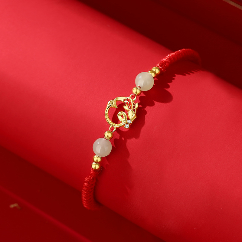 Mocoer Bamboo Snake Goldfish Red String Cinnabar Bracelet - Mocoer