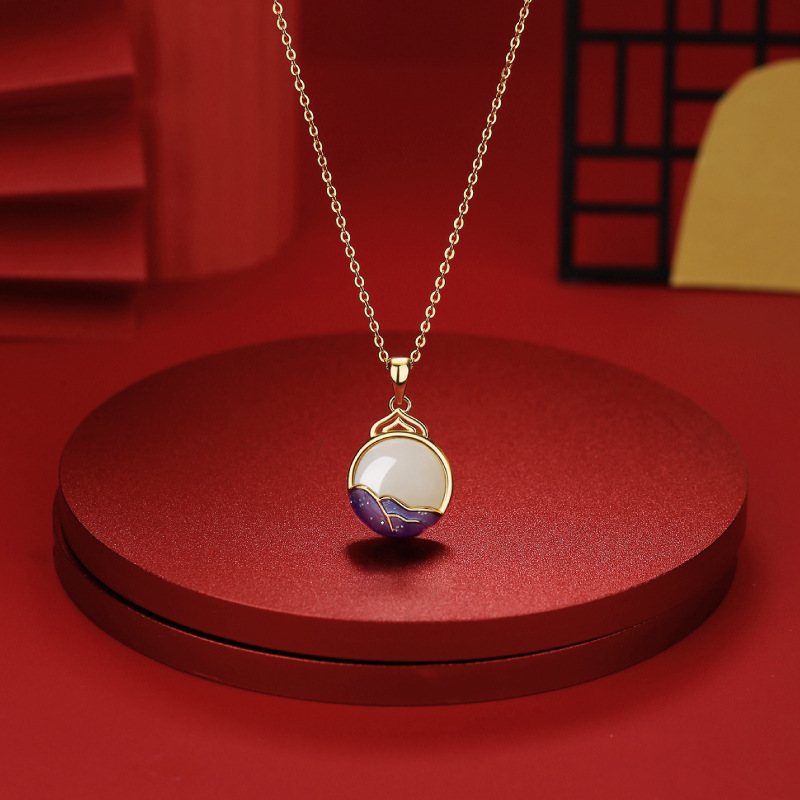 Mocoer S925 pure silver natural Hetian jade pendant -