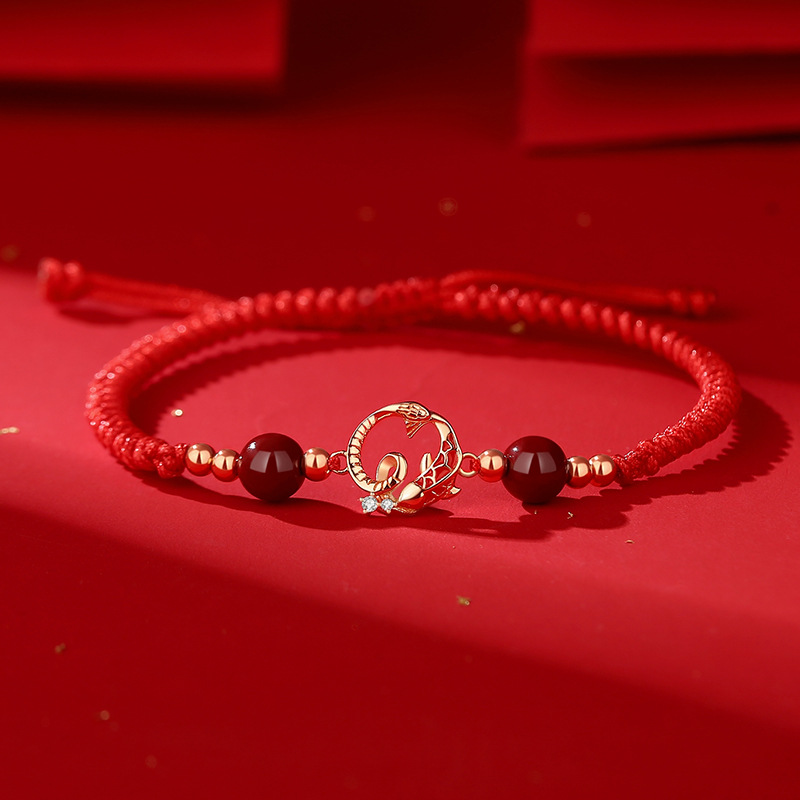 Mocoer Bamboo Snake Goldfish Red String Cinnabar Bracelet - Mocoer