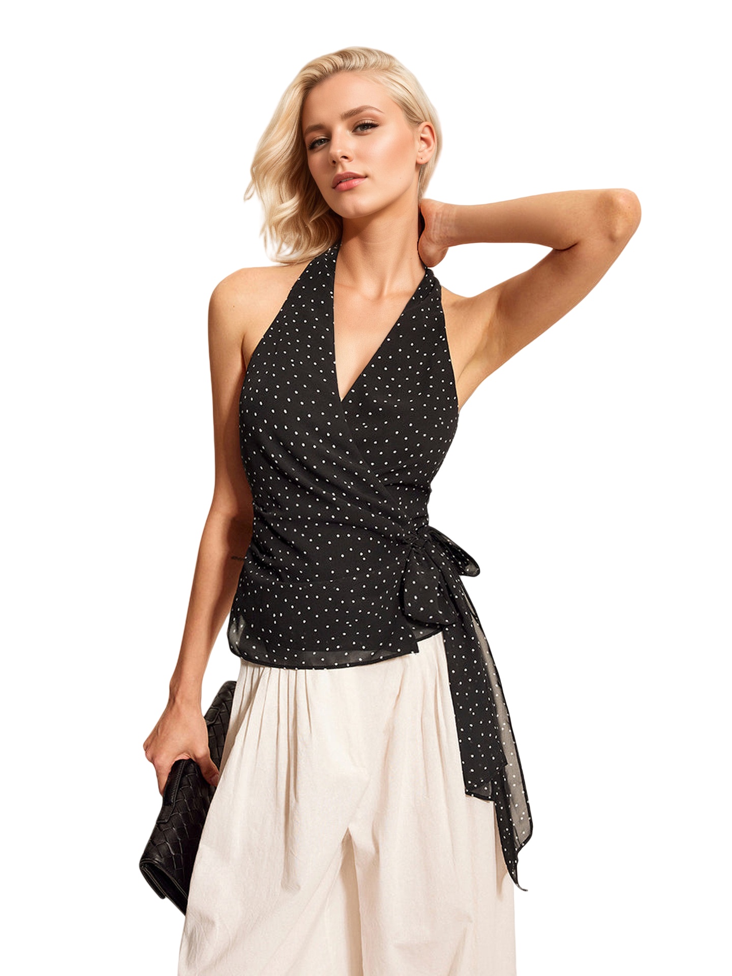 Black Halter Chiffon Top